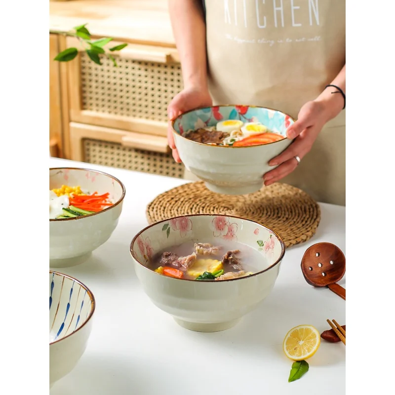 

Japanese Soup Bowl Noodle Bowl Household2022New Internet Celebrity Anti-Scald Nordic Large Ceramic Soup Plate Ramen Bowl