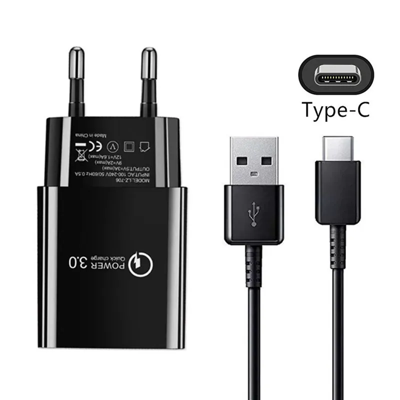 

18W 3A Fast Charger QC 3.0 USB Charger Quick Charge Type C Cable for Huawei Samsung Xiaomi Redmi 10 Google Pixel 6 Realme 9 Pro