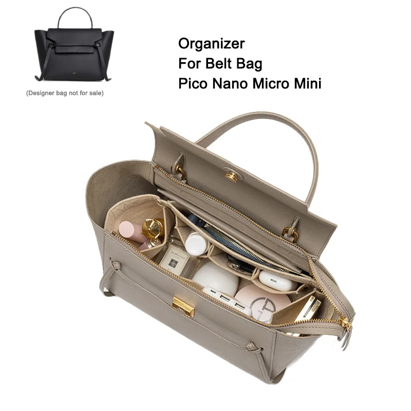 

Custom Size Purse Organizer Insert,Felt Bag Liner With Phone Pocket,Handbag Tote Shaper,For Celinee Belt Nano Micro Mini,2 Style