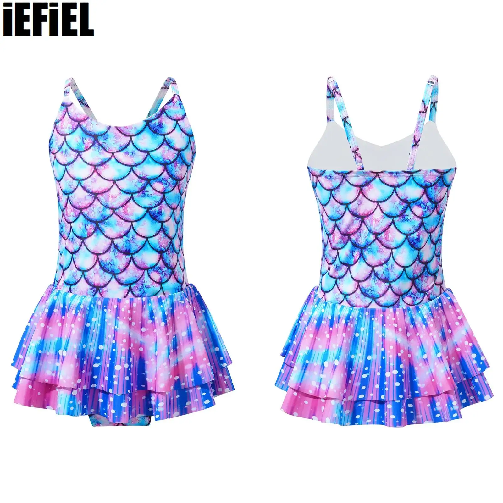 Детский слитный купальник для девочек с принтом в виде рыбьей чешуи комбинезон