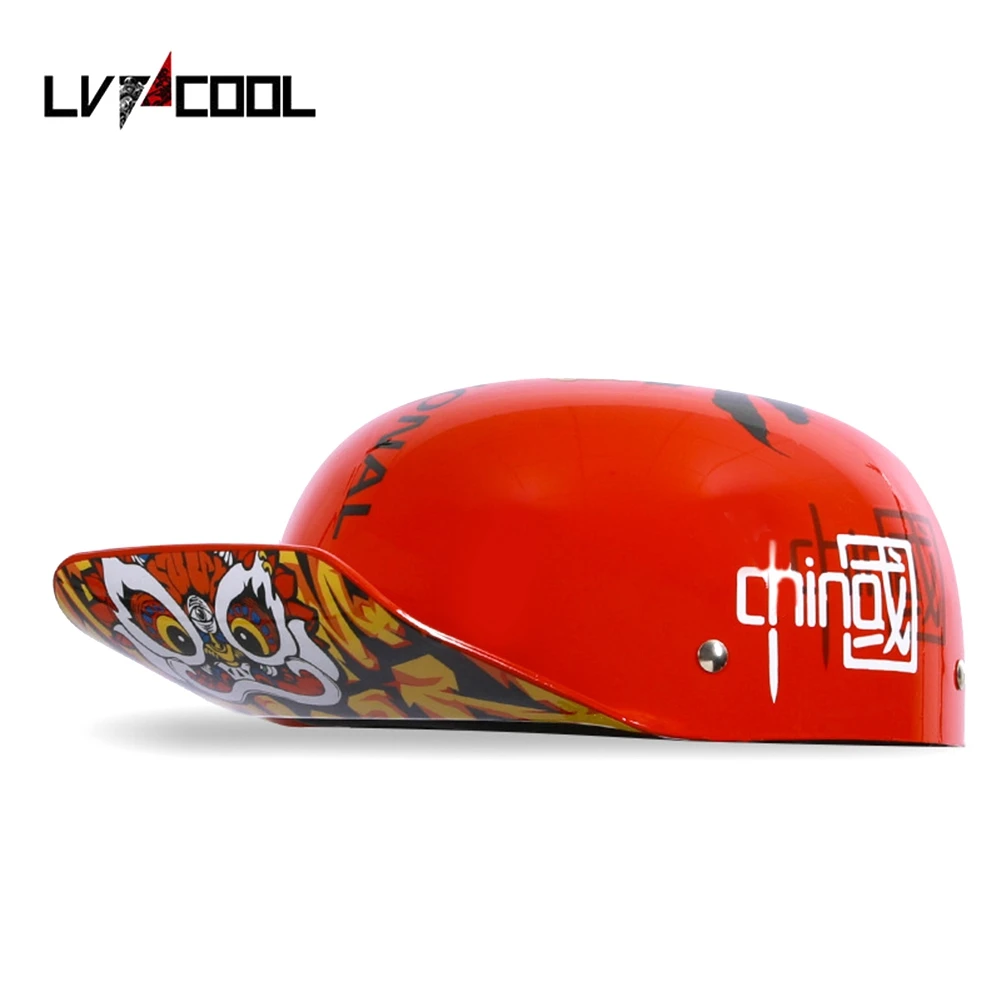 

LVCOOL 2023 Baseball Cap Helmet Motorcycle Helmets Summer Open Face Scooter for Cruiser Chopper Gangster Men Women G Type-XL