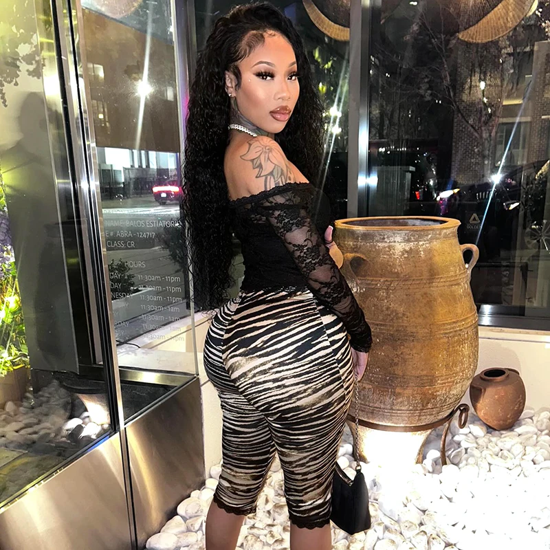 Фото exy Hottie, тонкие брюки с кружевными краями и бантом, леопардовый принт, летние новые женские модные уличные повседневные брюки Seven №3