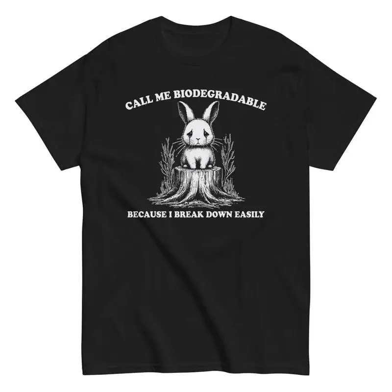 Фото Биоразлагаемая хлопковая футболка с милым кроликом Sad Rabbit №1