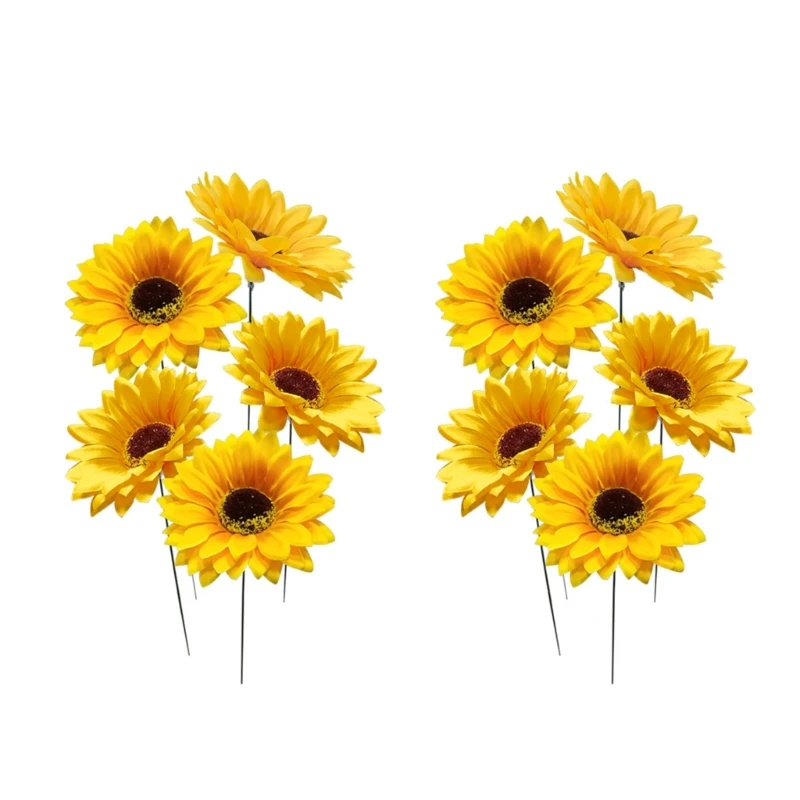 

10pcs Sunflower Garden Stakes Yard Lawn Ornaments Flower Pot Decoration Drop shipping