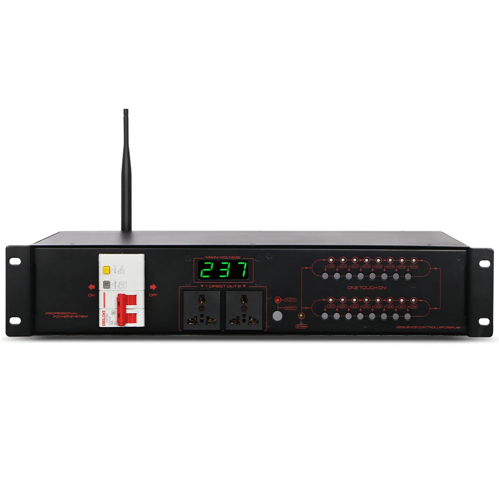 

Hot sale professional 16+2 channel power sequence controller with RS232 and RJ45 protocol for KTV concert