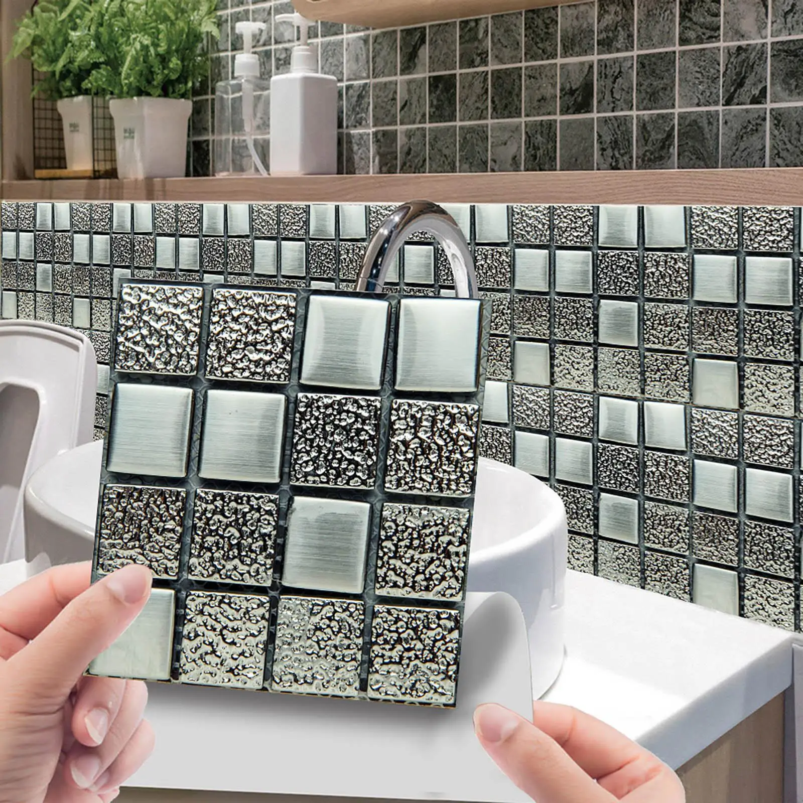 

3D Crystal Tile Stickers DIY Waterproof Self-adhesive Wall Stickers for Kitchen, Wall, Bathroom, Decoration and Renovation
