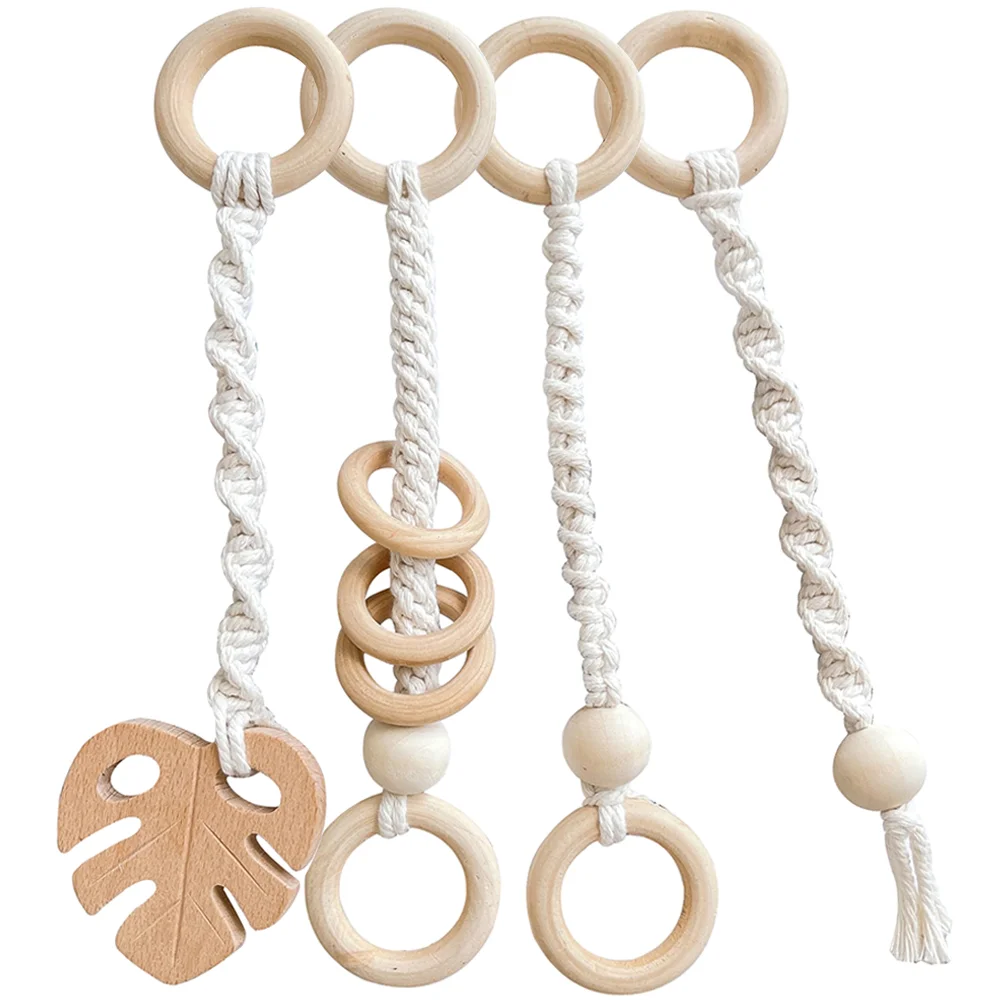

4pcs Solid Wood Fitness Rack Pendants Children Room Decoration Infants Baby Toy Hanging Ornaments