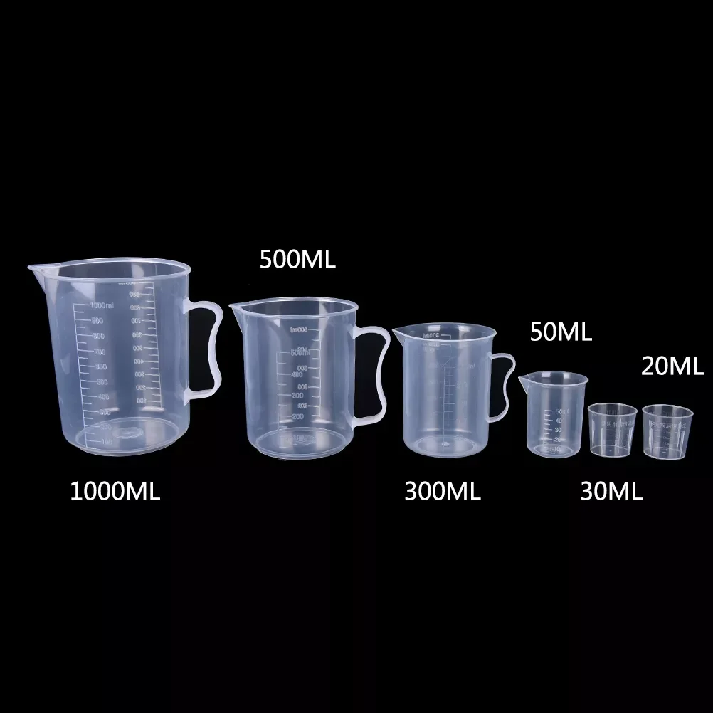 

Пластиковые мерные чашки для лабораторных принадлежностей, мерный контейнер для жидкости, мерный стакан 20 мл/30 мл/50 мл/300 мл/500 мл/1000 мл