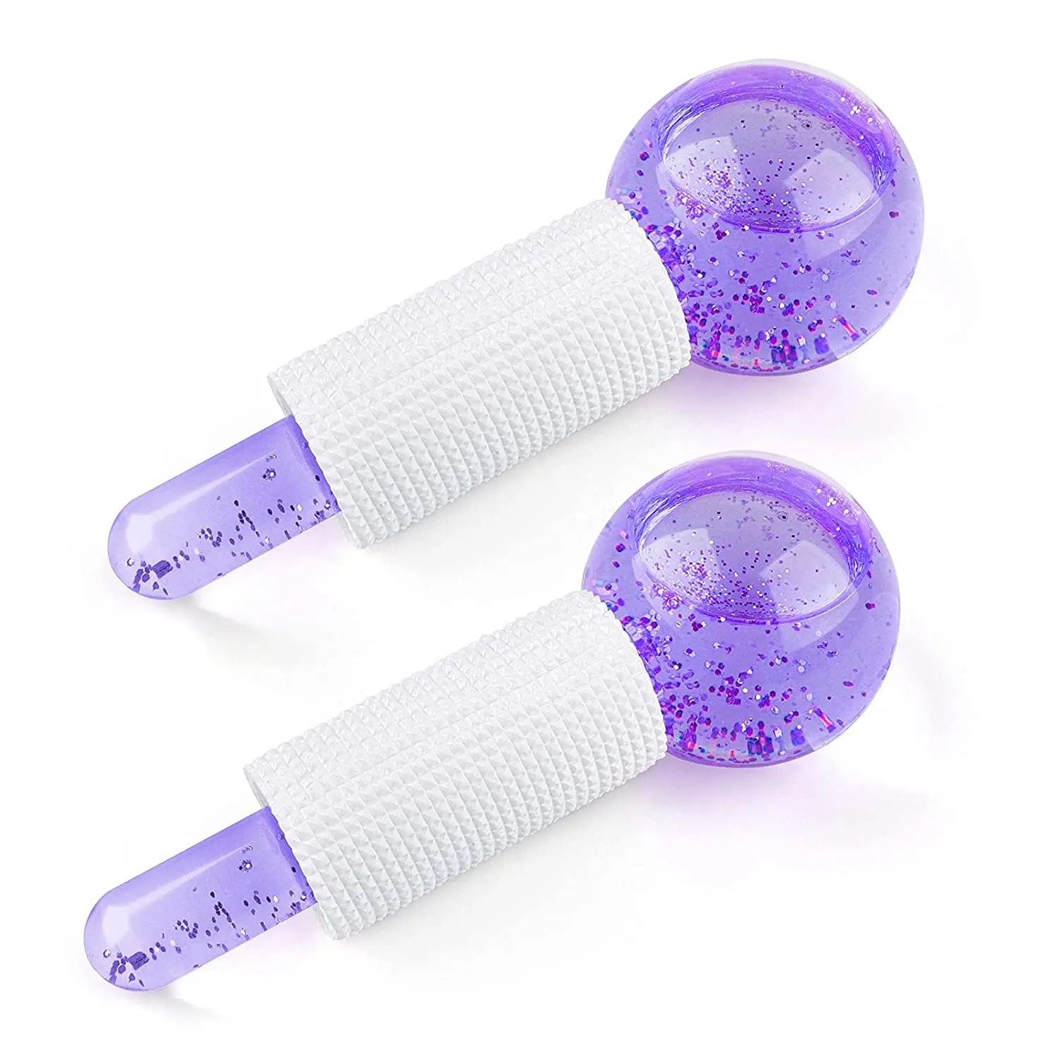

Facial Cooling Ice Globes 2Pcs Crystal Glass Water Wave for Face Eye Massage Beauty Ice Hockey Energy Beauty Crystal Ball