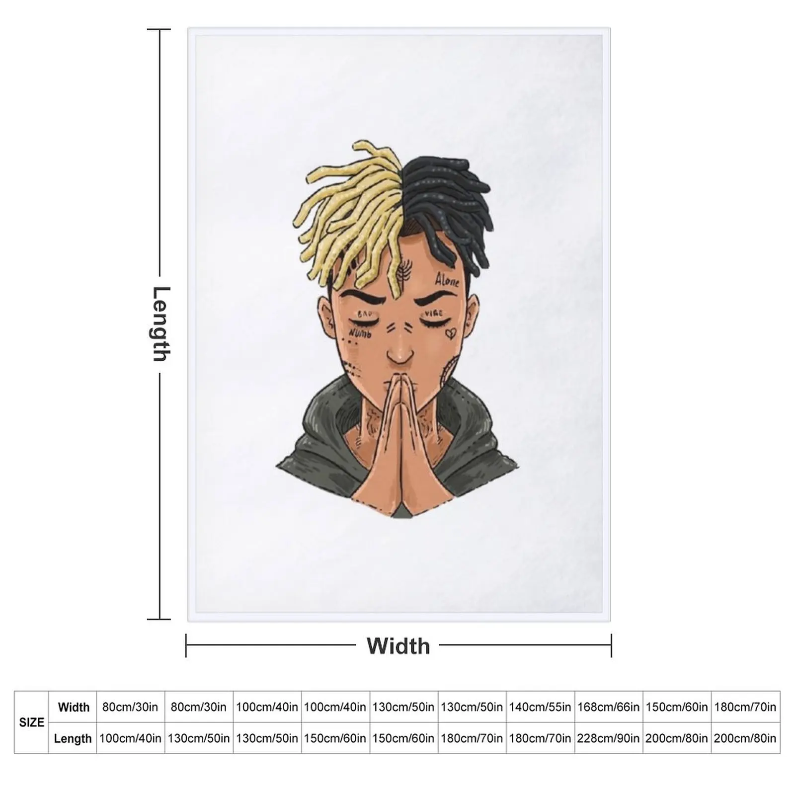 Фото Стильное одеяло-плед XXXTentation с мультяшным рисунком RIP Legend Rap для дома и гостиной №2
