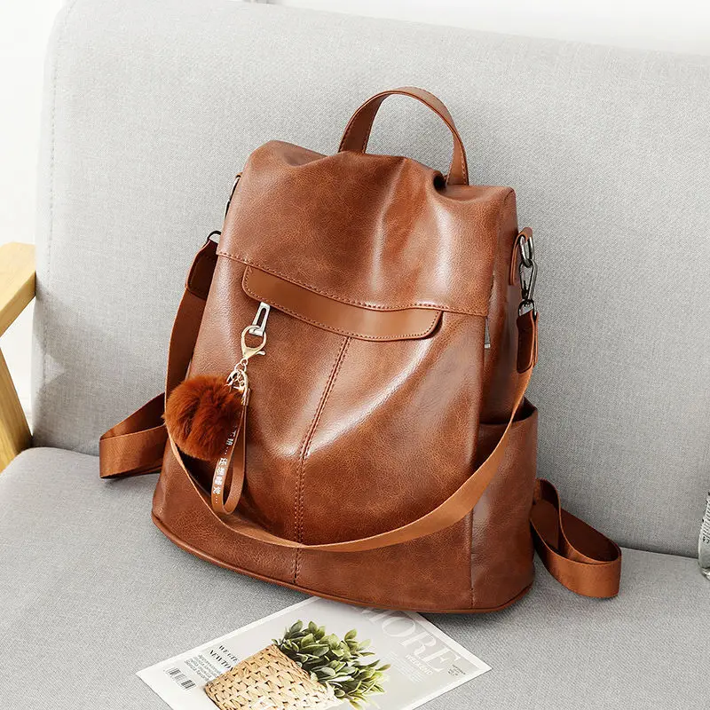 

Korean Bag Mommy Leather Large New Version Capacity Texture 2023 Backpack Anti-theft Oxford New Ladies School Female Men's Soft