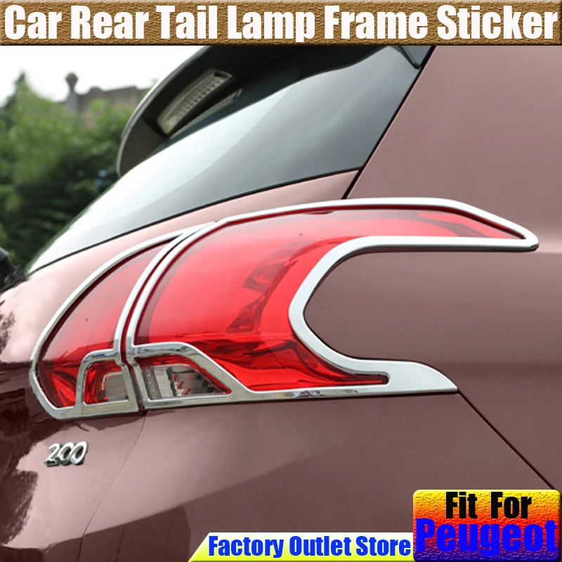 

Car Accessories 4pcs/set ABS Chrome trim Car body Rear tail back Light lamp frame sticker car styling For Peugeot 2008 2014-2016