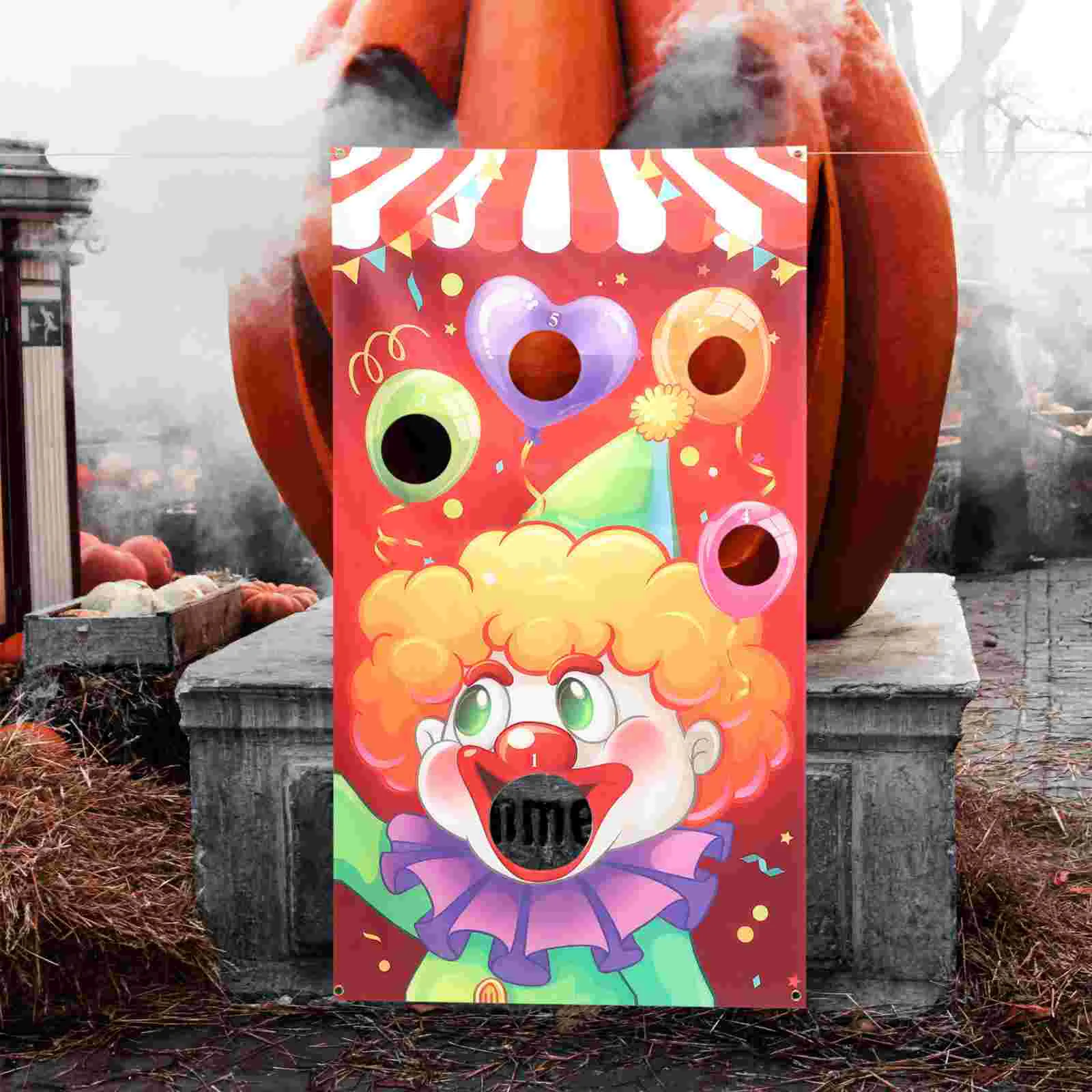 

Halloween Circus Carnival Sandbag Game Flags Sandbag Game Flags Clown Throwing Hanging Flags Funny Outdoor Throwing Game with