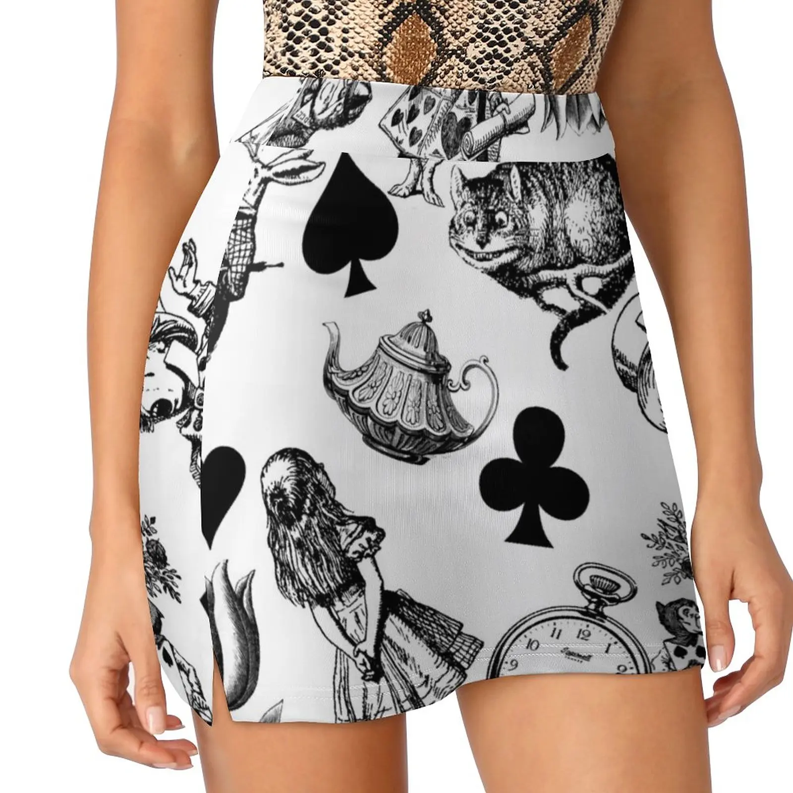 Юбка женская с принтом Приключения в стране чудес