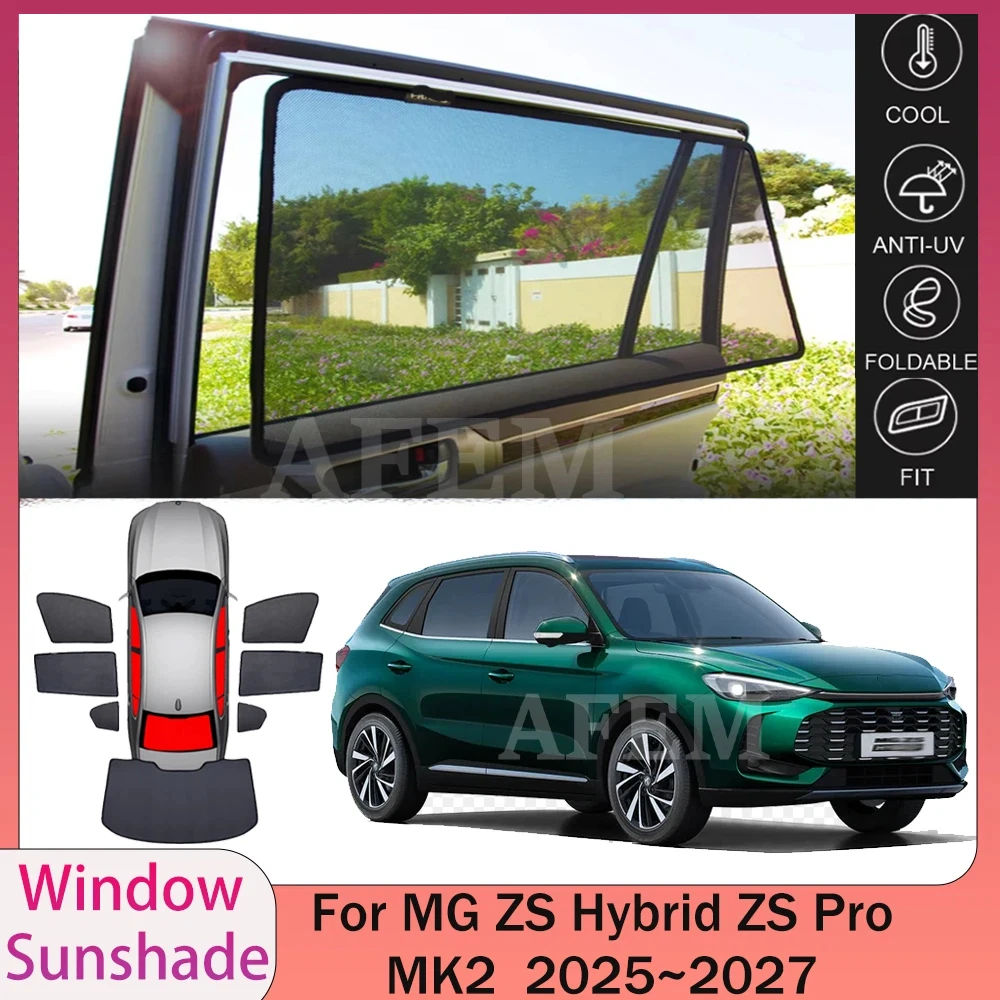 Фото Для MG ZS Hybrid ZS Pro MK2 2025~2027 2026: Магнитные сетчатые солнцезащитные шторки для боковых окон автомобиля, защита от солнца, аксессуары для интерьера №1