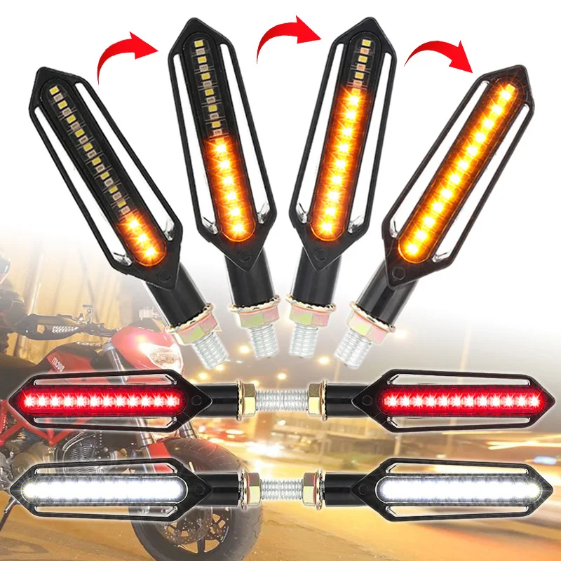 

24LED motorcycle two-color water turn signal brake light flashing red daytime running light white light