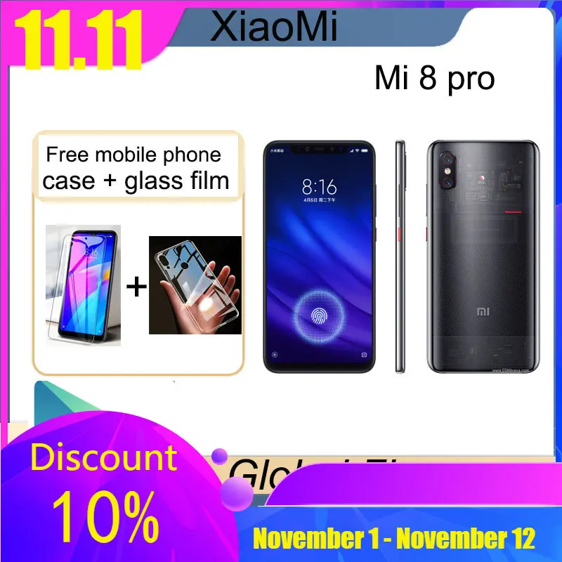 Ceny Xiaomi Mi 8 PRO Smartphone Snapdragon 845 Android Telefon Komórkowy Linii Papilarnych ładowania 18W 1080x2248 Losowy Kolor Z Prezentem