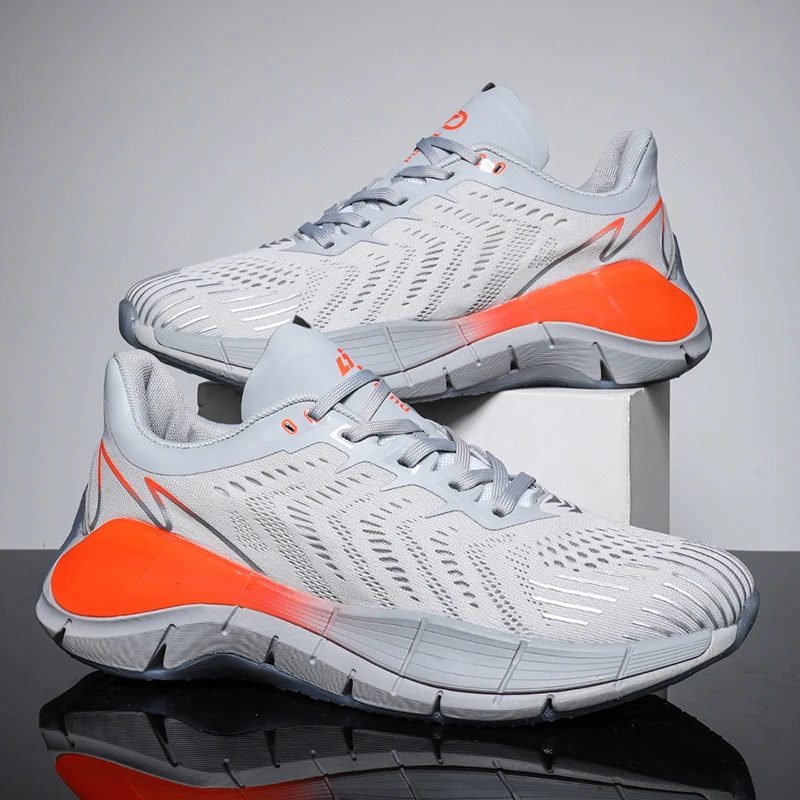 2022 Men Sneakers New Casual Shoes Fashion Running Mesh Breathable Sports Non-slip Tennis Elastic Comfortable Trend Male Shoes