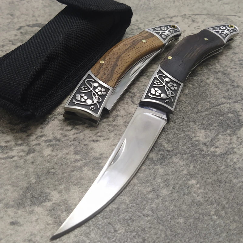 

Military 9CR18 Folding Tactical Knife Steel Wood Combat Portable Pocket Titanium Knives Utility Survival Hunting Rescue Knives