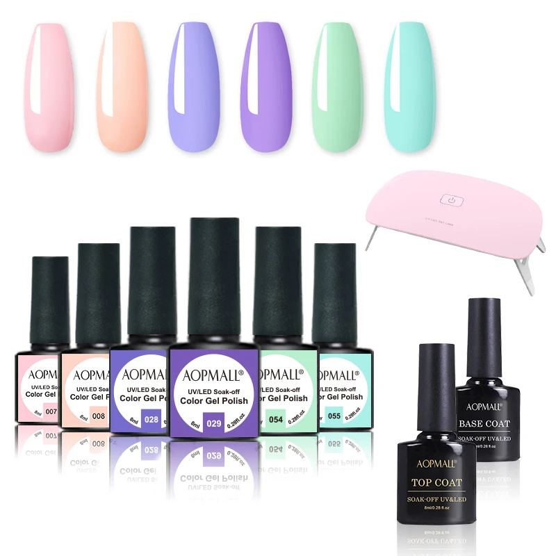 

AOPMALL 9Pcs/set Colors Gel Nail Polish Set Nail Gel Base Top Gel Polish Soak Off UV Varnishes Kit Semi Permanent Nail Art Gel