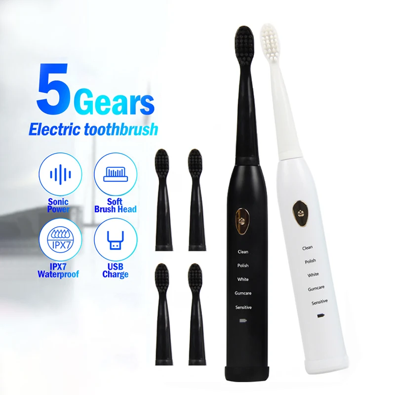 Electric Toothbrush Powerful Ultrasonic Sonic USB Charge Rechargeable Tooth Washable Electronic Whitening Teeth Brush DropShip