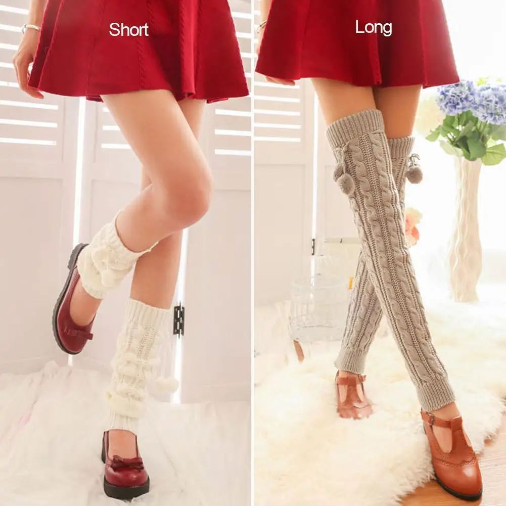 

Ladies Wool Socks Over-knee Socks Piled Socks High-tube Twist 1 Knee Cover Pair Pads Warm Foot G9X9