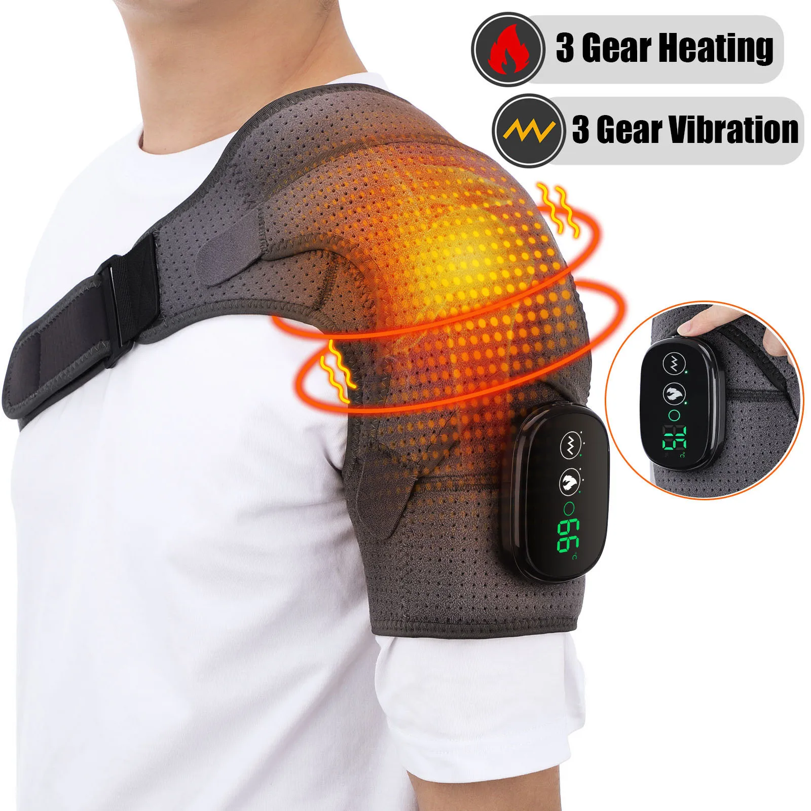 

Electric Heating Shoulder Massager Vibration Massage Knee Pad Brace Support Belt Joint Arthritis Pain Relief Physiotherapy