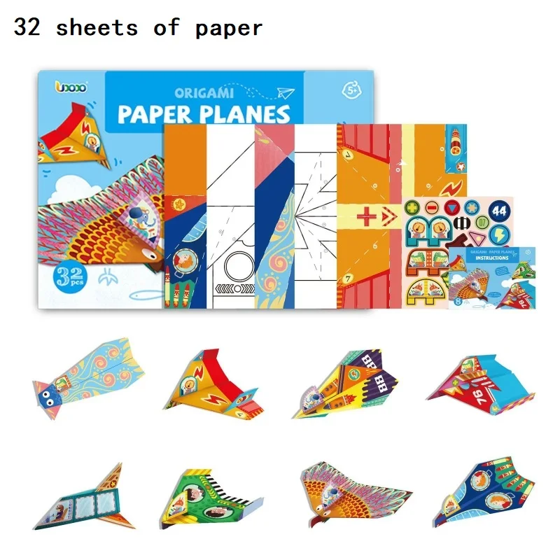 

Paper Airplane Kits 32pcs DIY Origami Paper Craft Toy for Children Beginners Creative Handicraft Party Classroom Supply
