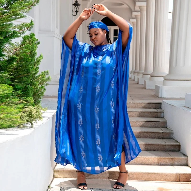 

African Ankara Dresses Plus Size Women Clothing Two Piece Set Dashiki Boubou Inner Suit Dubai Kaftan Abaya Wedding Party Gown