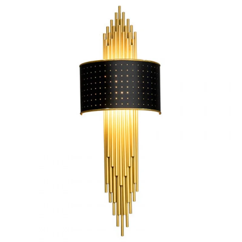 

Nodic Luxury Golden Plated Iron Pipes Wall Lamp E14 RGB Alternative Blue Black Lampshade for LIving Room Bedroom Bedside Lamp