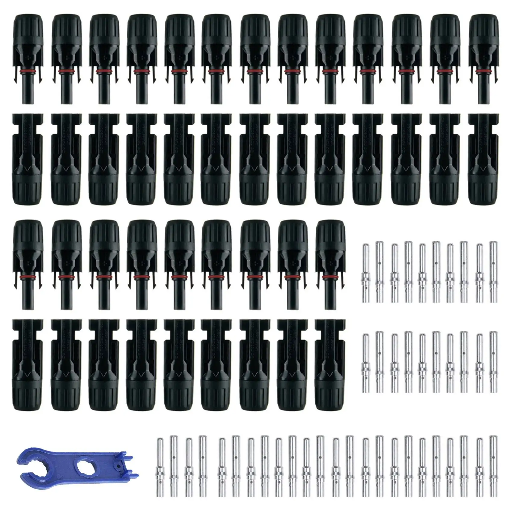 

44 PCS PV Solar Connectors 1000V 45A with Spanners IP67 Waterproof Solar Panel Cable Connectors Male/Female 22 Pairs