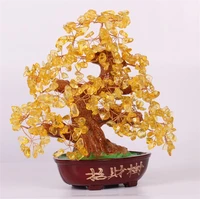 150mm feng shui citrine quartz resin to watch gemstone bonsai lucky tree