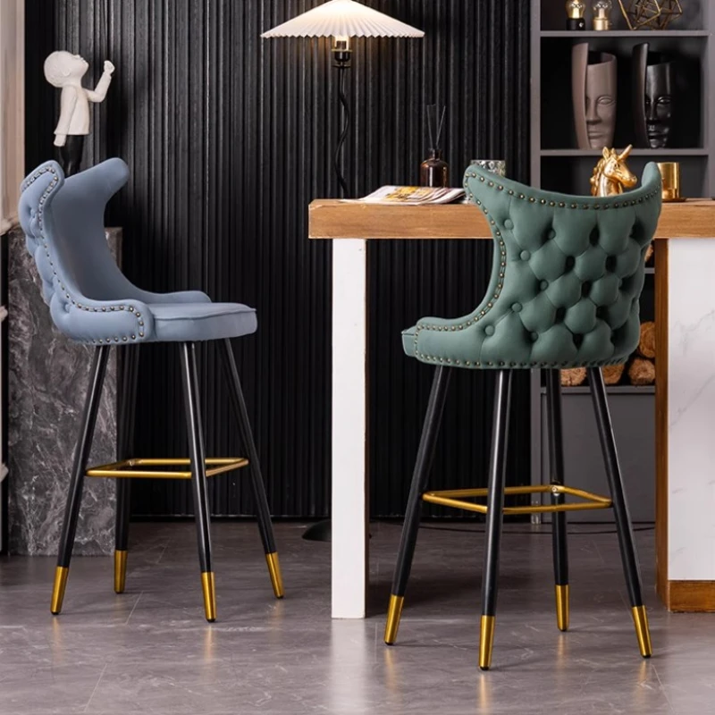 Стильный барный стул минималистичный простой бархатный современная кожаная
