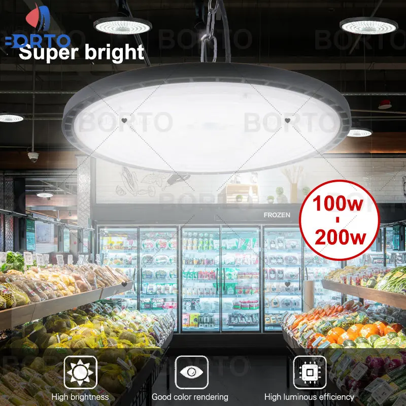 Super Bright LED Industrial Lighting 200W 150W 100W High Bay Light IP65 Waterproof Alumium For Garage Gym Factory Warehouse