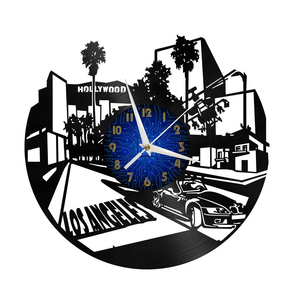 

Los Angeles Vinyl Wall Clock, Vinyl Record Clock Wall Art Silent & Non-ticking