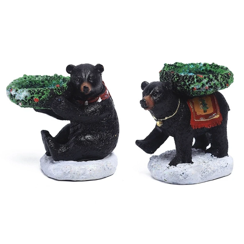 

Bear Candle Holder Tealight Candlestick Statue Christmas Ornaments Dining Room