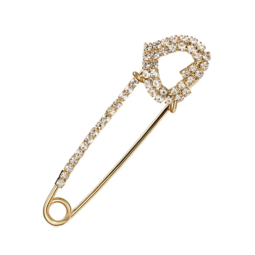 

Shining Rhinestone Brooch Pin Simple Design Party Banquet Clothes Badge Clip Pin Sweater Shirt Decor BC18Y1009-2