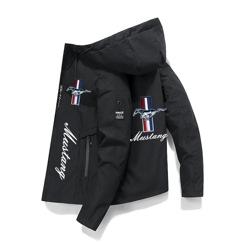 New Men's Hooded Sweatshirt Ford Mustang Car Print Hooded Sports Shirt Casual Pullover Slim Sportswear Motorcycle Jacket