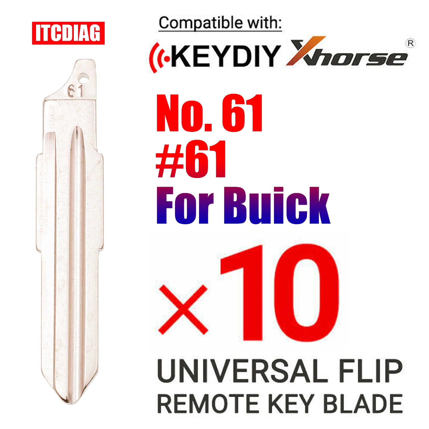 

10Pcs/Lot NO.61# Key Blade Blank For Xhorse Remote Key Blade For Buick Excelle Flip Remote Car Key Blade Replacement NO.61 blade