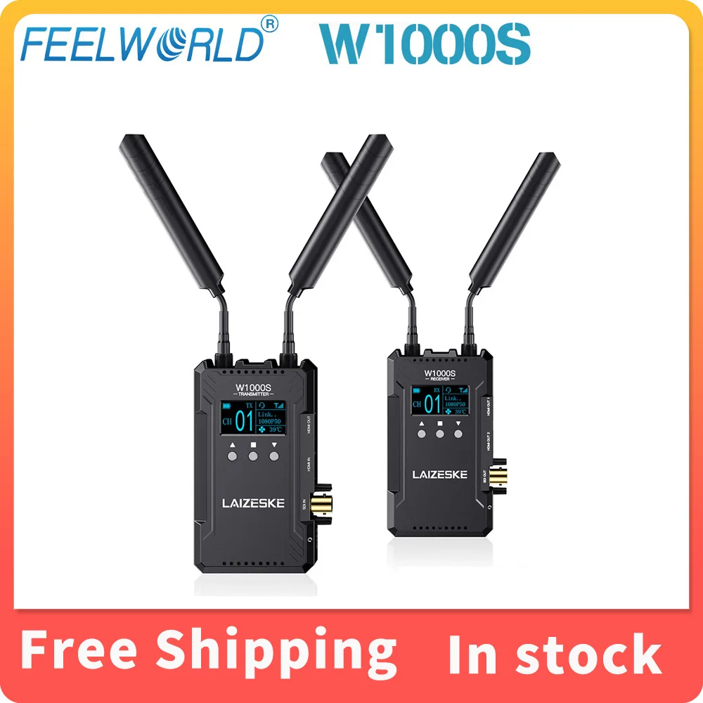 

FEELWORLD W1000S Wireless Video Transmission System 1080P HD 1000FT Dual HDMI + SDI Input And Output WIth Full Duplex Intercom