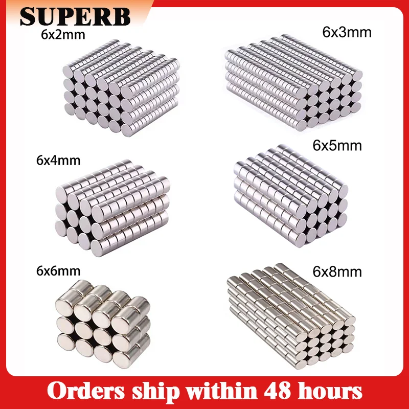 Круглые магниты 6x1-6x8 мм