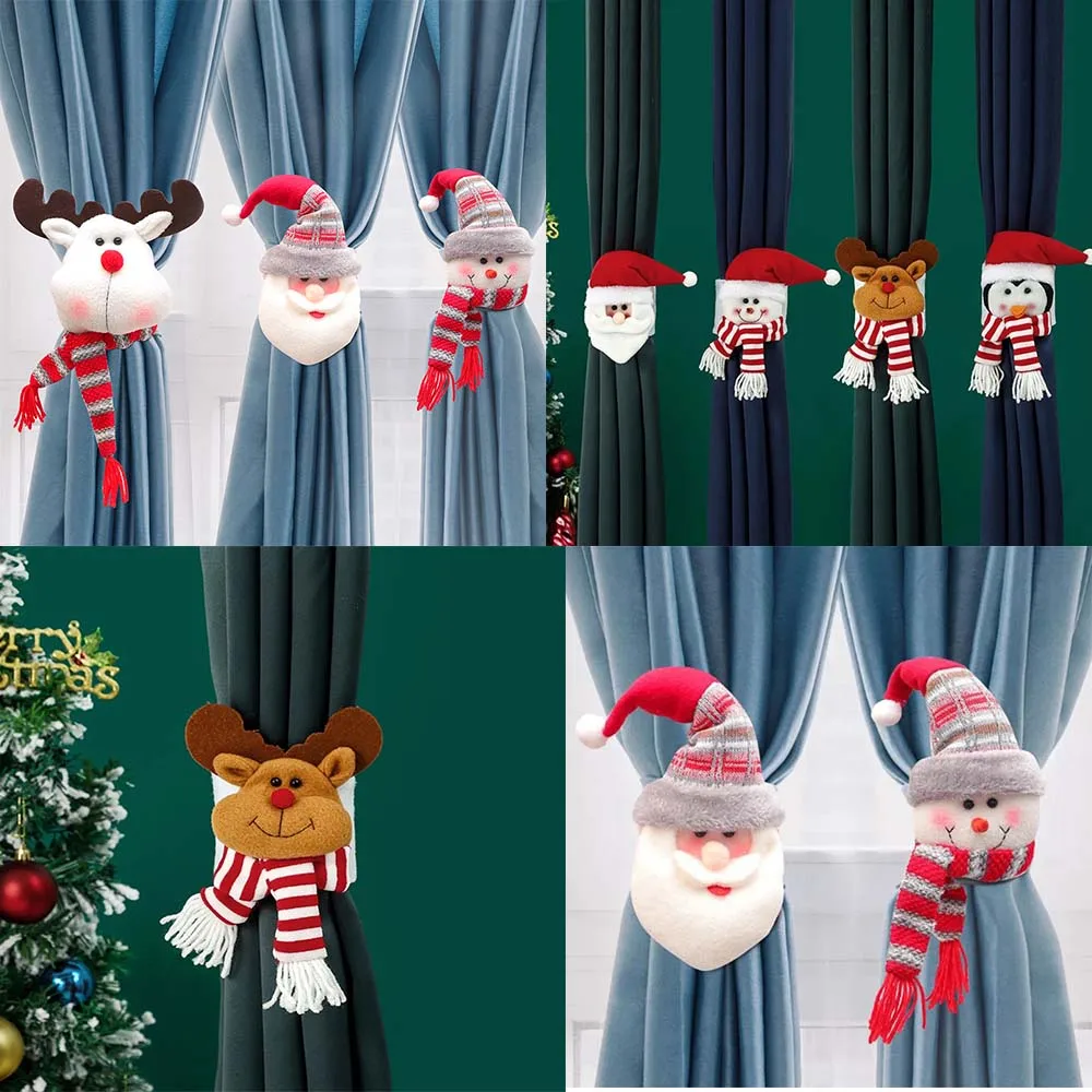 Рождественские Занавески С Завязками Санта-клауса Декоративные Оконные