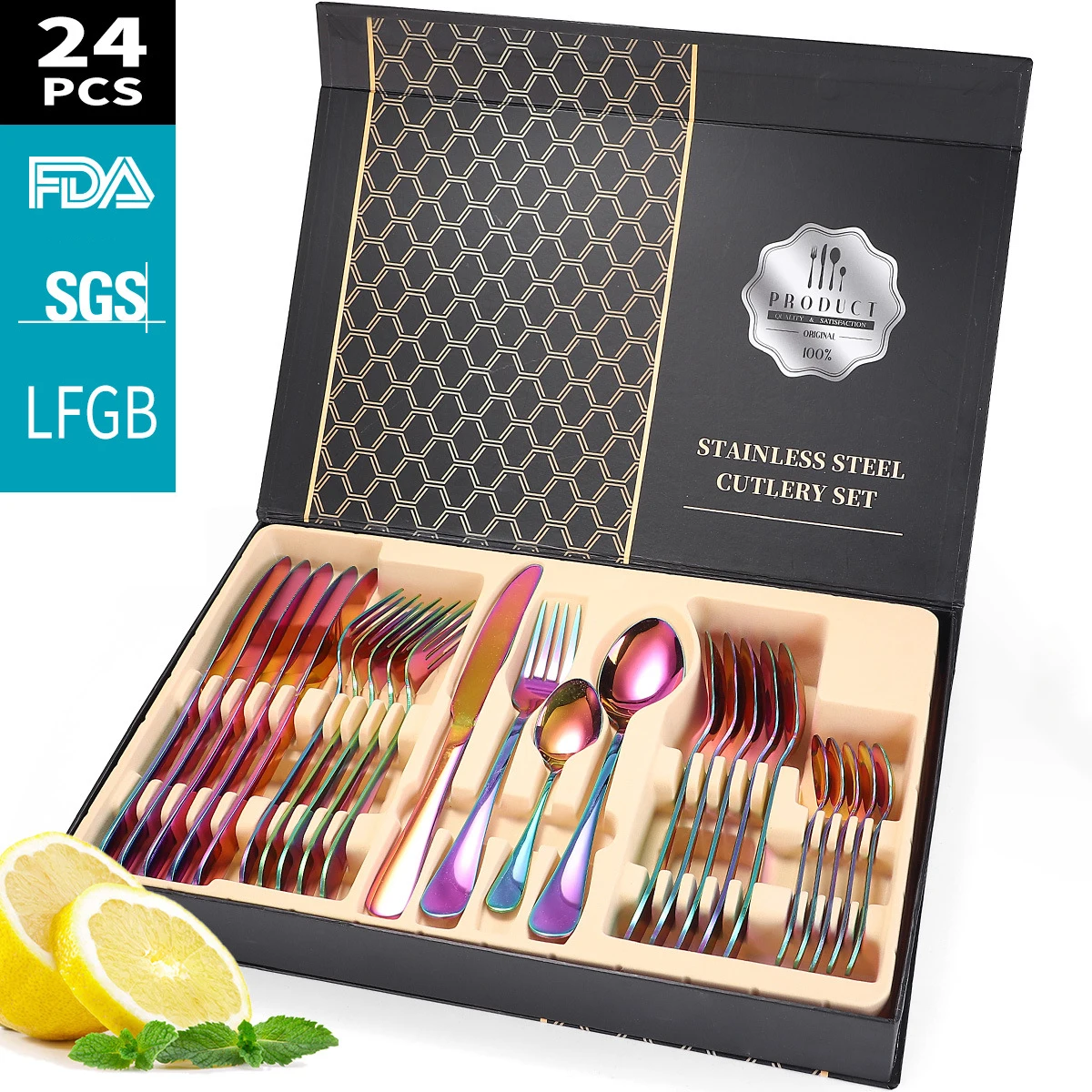 

Подарочная коробка для домашней западной еды, ножей, вилок, кофейных ложек, 24 шт.