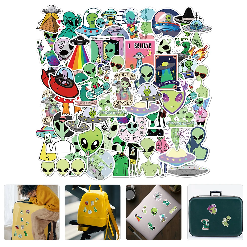 

2 Sets Alien Stickers Suitcase Waterproof Kids Gift Self-adhesive DIY Cartoon Stationery Pvc Child Bumper Cars