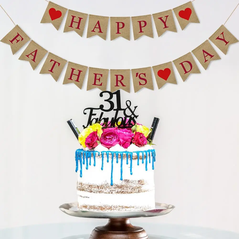 

1 Set Bunting Banner Printed Eye-catching Long Service Life Happy Father Day Party Banner Banner Garland for Home