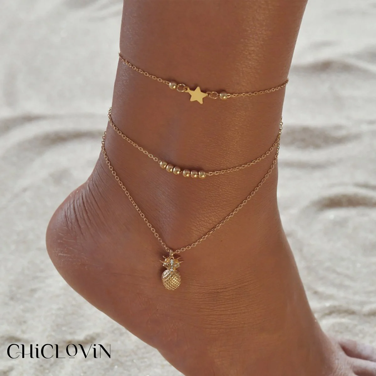 

CHICLOVIN ананас звезда многослойный браслет на ногу очаровательные браслеты на ногу для женщин летние аксессуары