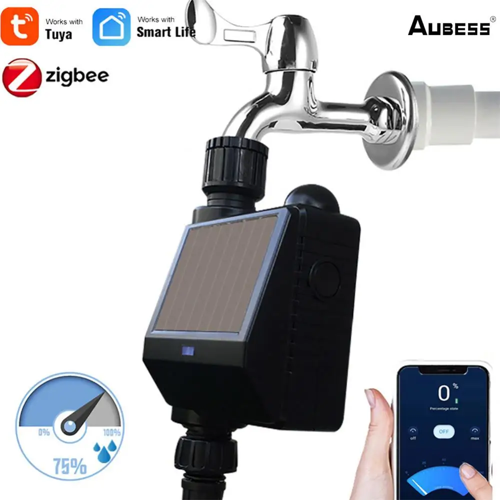 

Tuya ZigBee 3.0 Watering Timer Smart Drip Irrigation System Ball Valve Garden Controller With Solar Battery Need ZigBee Gateway