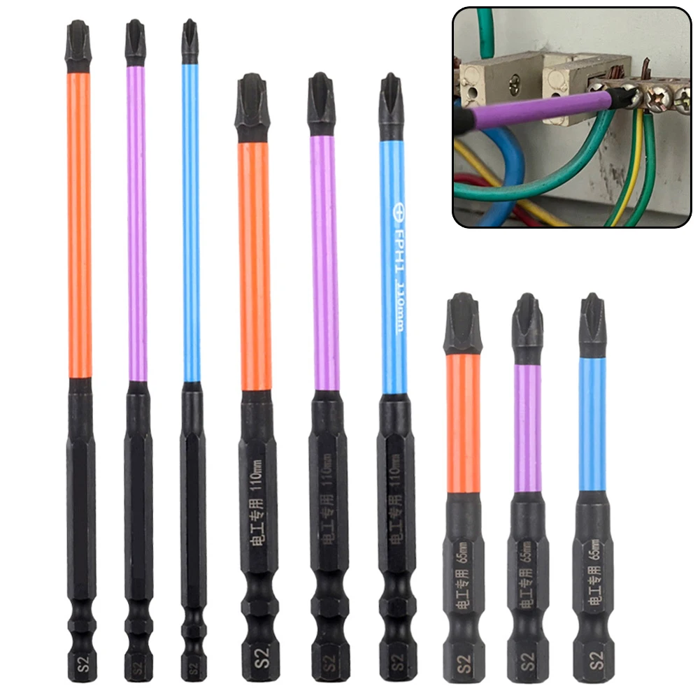 

Magnetic Screwdriver Bit For Electrician Special Cross Screwdriver Bits FPH1 FPH2 FPH3 1/4" Hex Shank