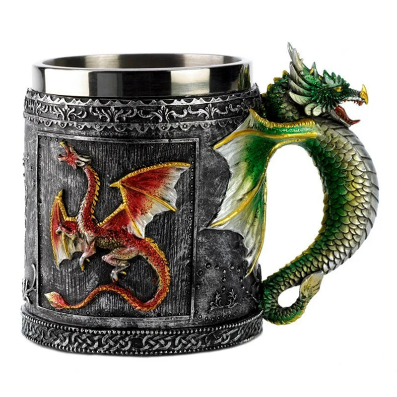 

Double Wall Stainless Steel 3D Skull Mugs, Fly Dragon Drinking Mug, Home Office, Table Decor, Geek Coffee Cup, Christmas Gift