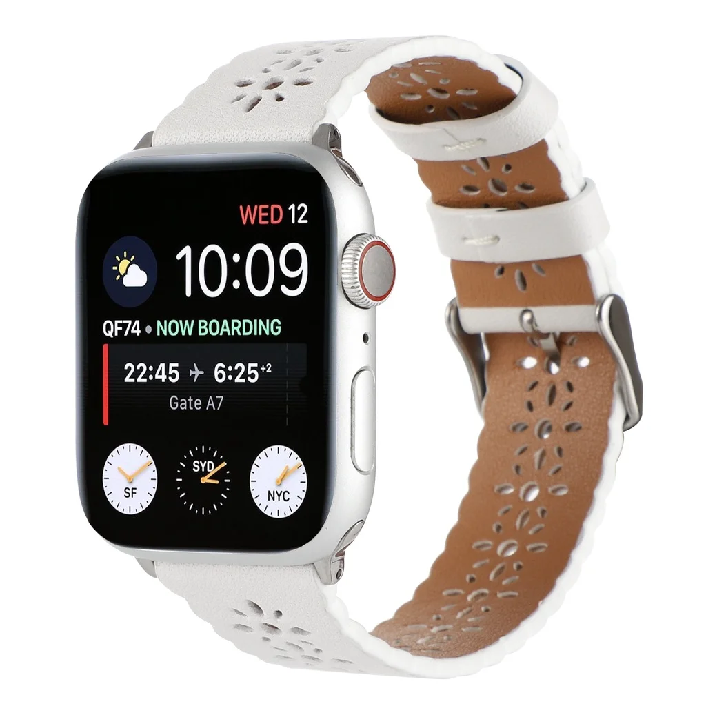 Leather Lace strap For Applewatch band 49mm 45mm 41mm 44mm 40mm 38mm Breathable Watchband For iWatch 8 7 6 se 5 4 3 2 Bracelet